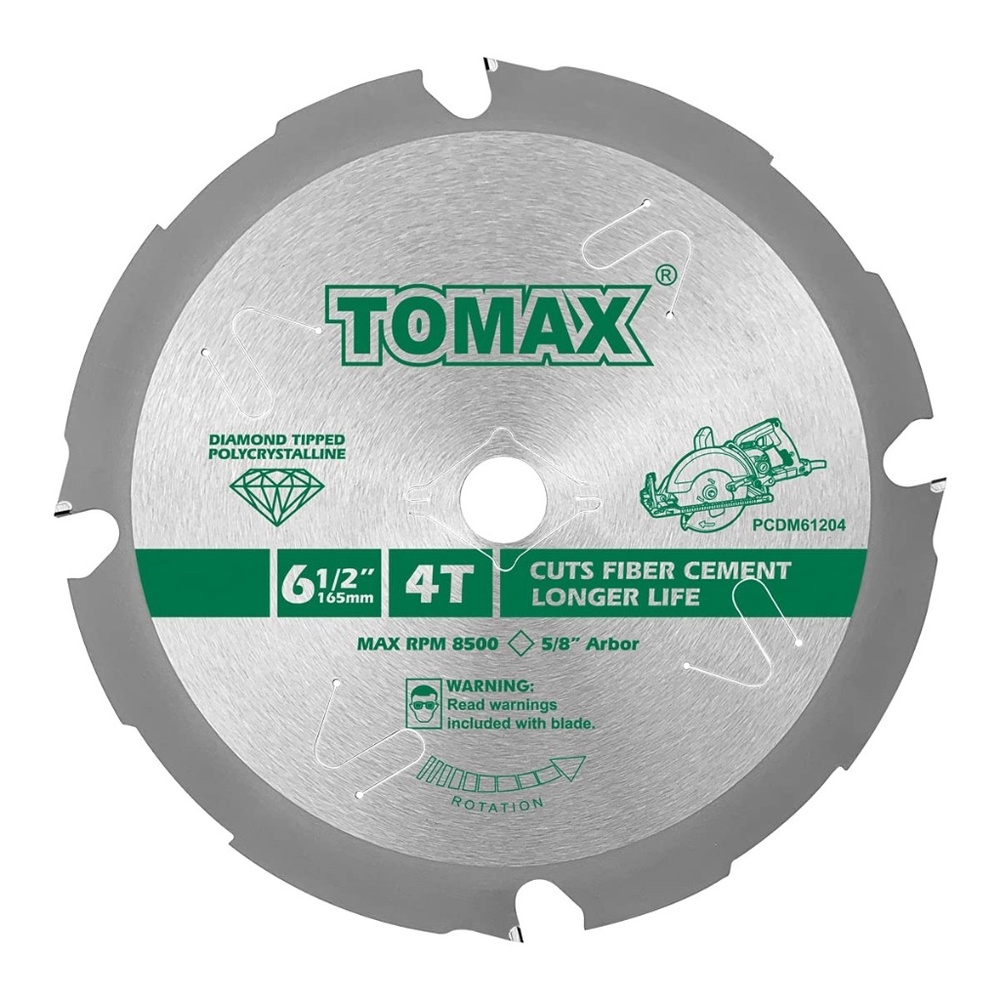 TOMAX PCDM61204 6-1/2 Inch 4 Tooth Polycrystalline Diamond Tipped Cement Blade